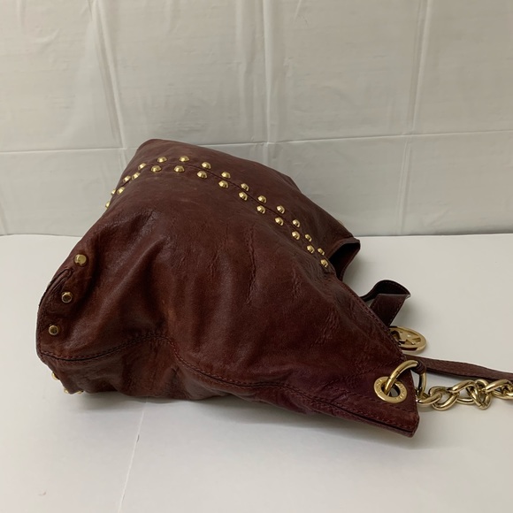 Michael Kors studded burgundy satchel/shoulder bag - Picture 6 of 8